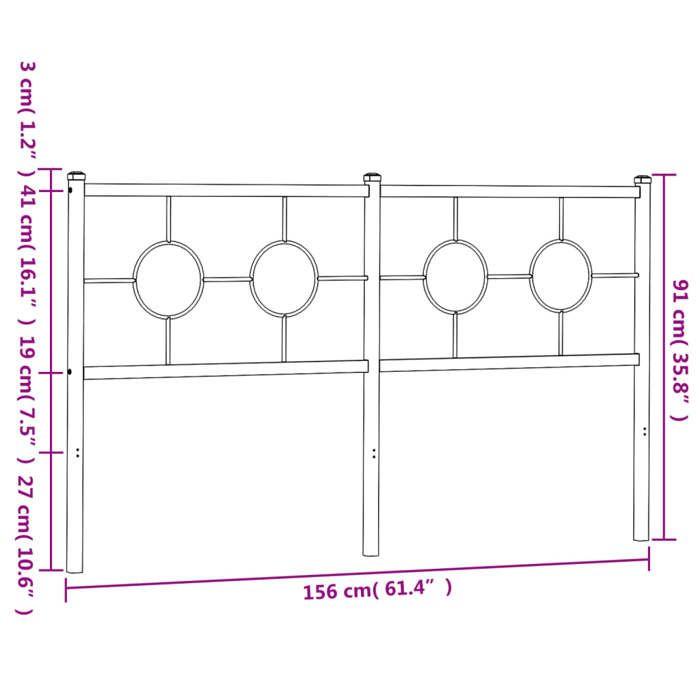 VidaXL Tête de Lit Métal, Tête de Lit avec Pieds, Meuble de Chambre à Coucher, Accessoire de Lit Double, Tête de Cadre de 376309