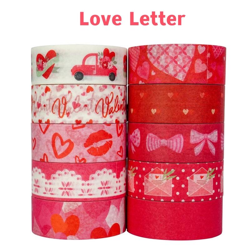 

10 шт. набор бумажных васи-лент ко Дню святого Валентина 15 мм сладкие любовные письма клейкие ленты для маскировки наклейки для украшения дневника