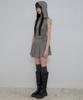 Peulleeoeob Hooded High Neck Dress (Fl-155_Gray)