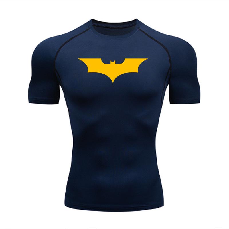 Men's Batman Compression Short Sleeve Sports T-Shirt for Running, Basketball, or Football - Quick Dry, Tight Fit, Round Neck.