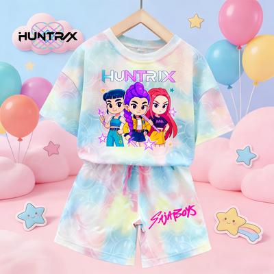 Summer New KPop Demon Hunters Kawaii Smile 3D Print Short Sleeve T-shirt Girls Kids Tee