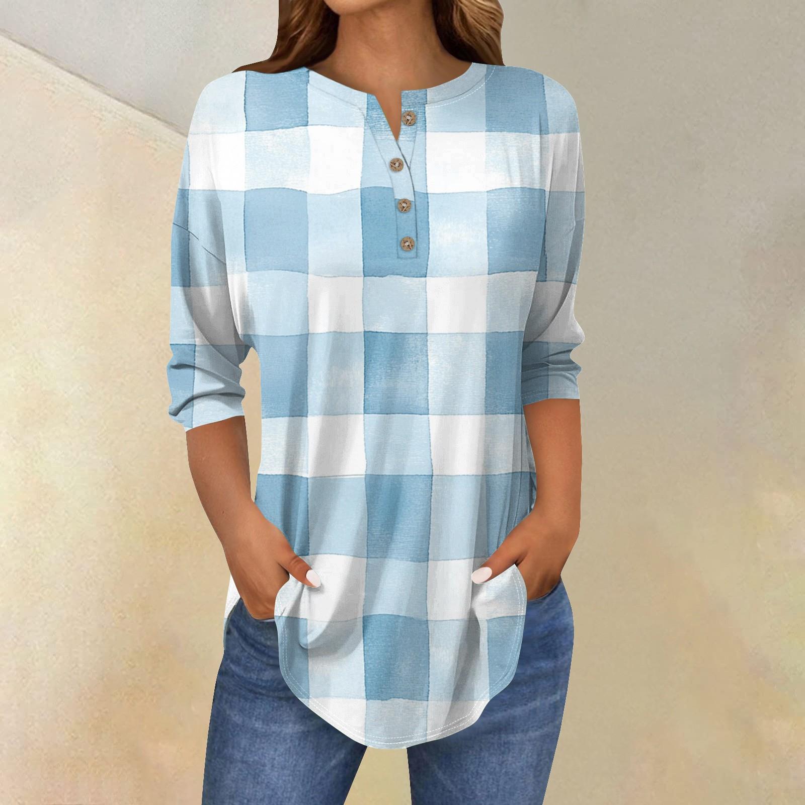 

Женская модная повседневная футболка с рукавом три четверти, в полоску с принтом, с круглым вырезом S