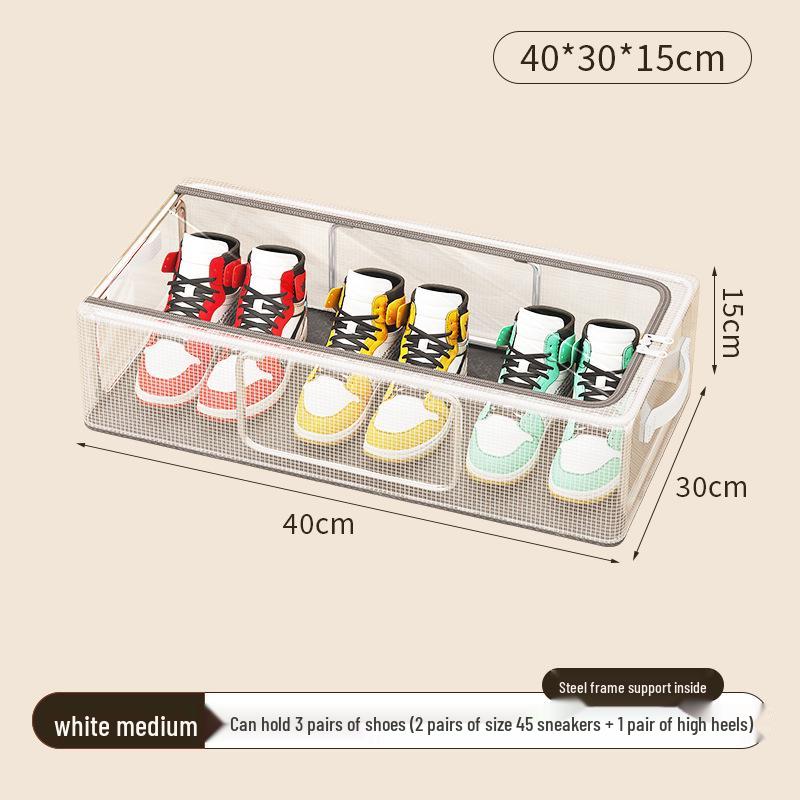 Large Transparent PVC Shoe Storage Box - Dustproof, Foldable, No-Installation, Under-Bed Rack