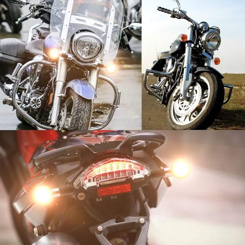 1.77inch Motorcycle Steering Signal Bullet Front and Rear Lights Front and Rear Flash Lights, Universal Motorcycle Yellow (Set of 2) (Style 1)