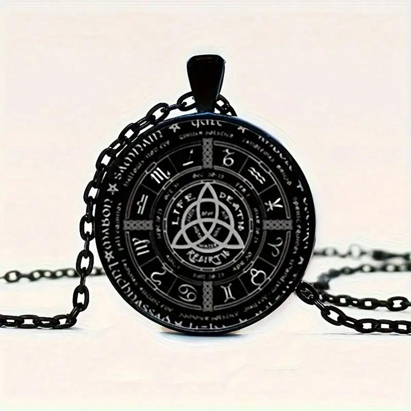 Классический черный кельтский узел, знак зодиака, стеклянный купол, кулон для мужчин, амулет в виде ирландского ведьминского узла.