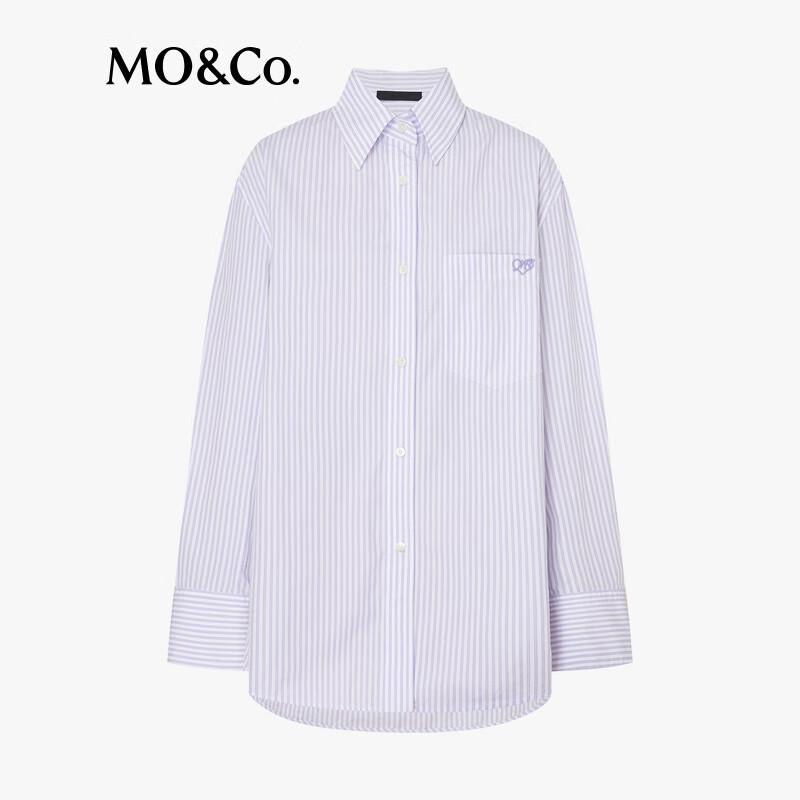 MO&Co. Heart Embroidery Striped Cotton Shirt