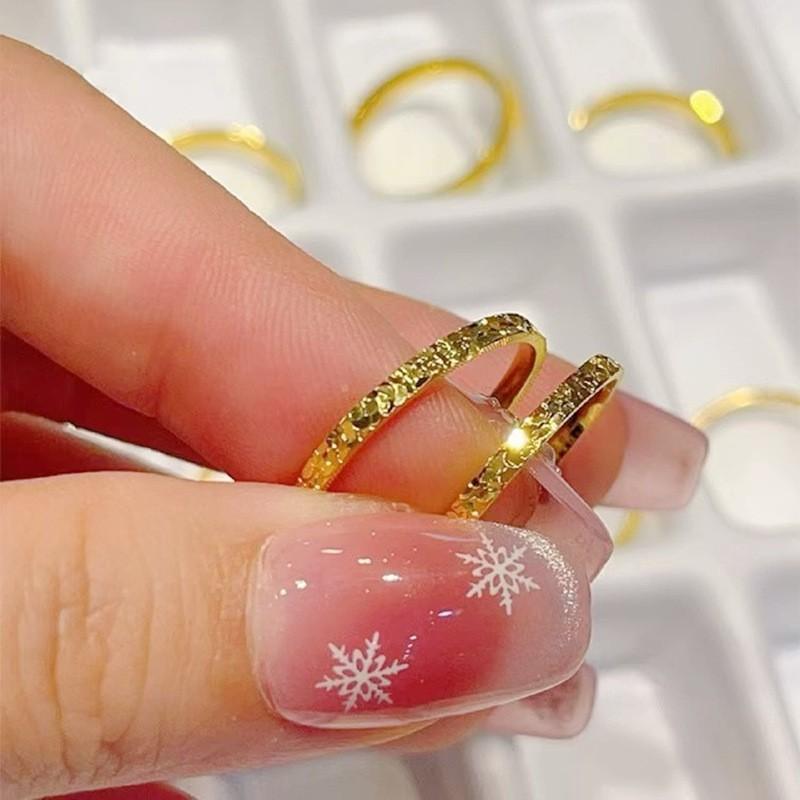 High-end Fashion Crushed Ice Ice Ring Ing Style Niche Joint Ring Temperament Versatile Couple 18K Gold Ring Jewelry