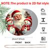 2D Flat 1pc Round Aluminum Hanging Sign, Vintage Santa Claus Two Snowmen Christmas Tree Metal Wall Decor, Xmas Winter Farmhouse Front Door Porch