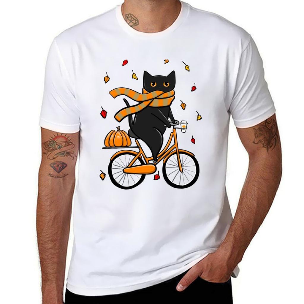 Autumn Bicycle Ride Illustration T-Shirt T Shirt Man Designer Man T Shirts for Men Casual T-Shirt