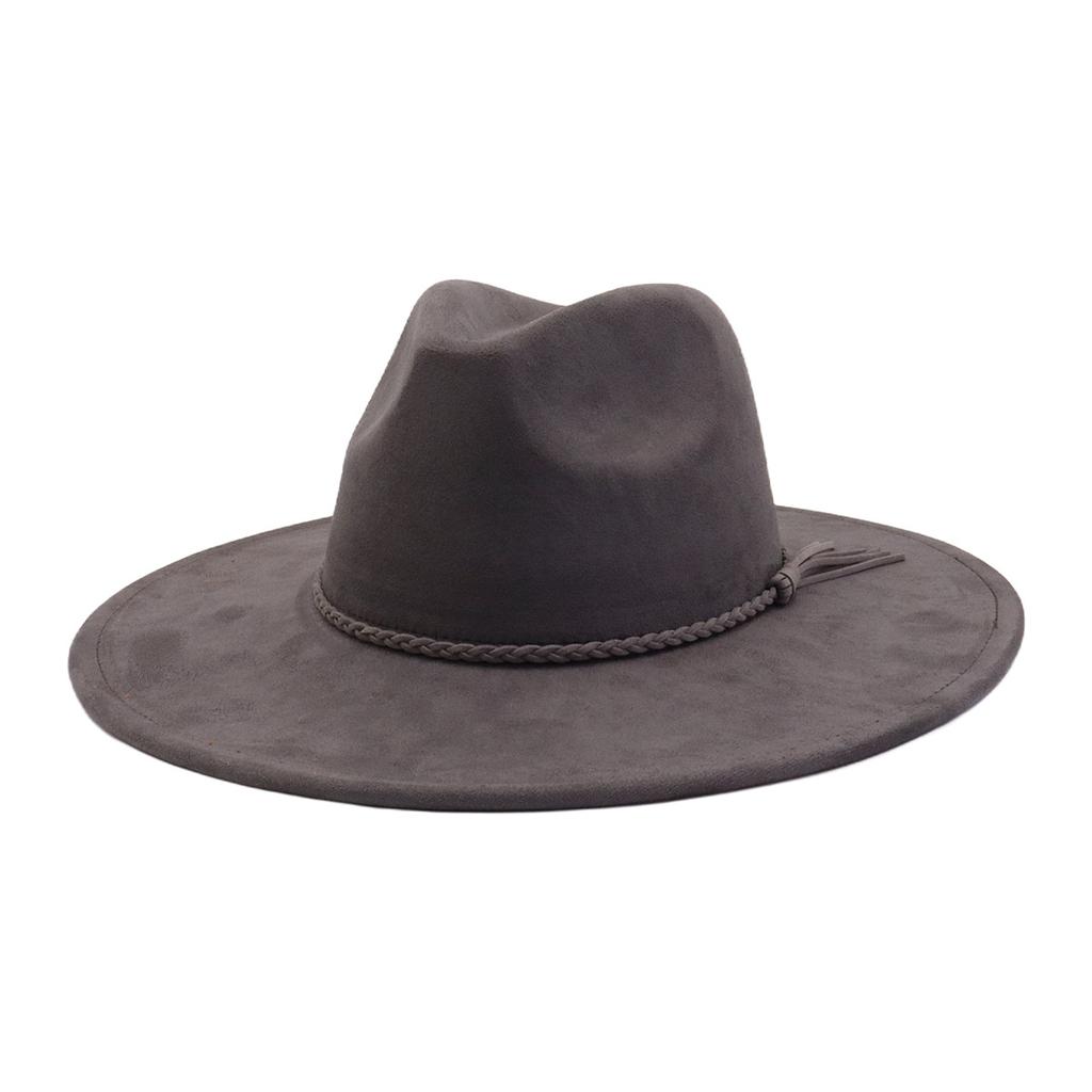 Unisex Suede Felt Fedora Hat Wide Brim Flat Edge Elegant Classic Gentleman Hat