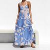 2026 Cross-border European and American Women's Clothing Summer Amazon Vacation Style Graffiti Printing Splicing Suspender Pendulum Dress Women