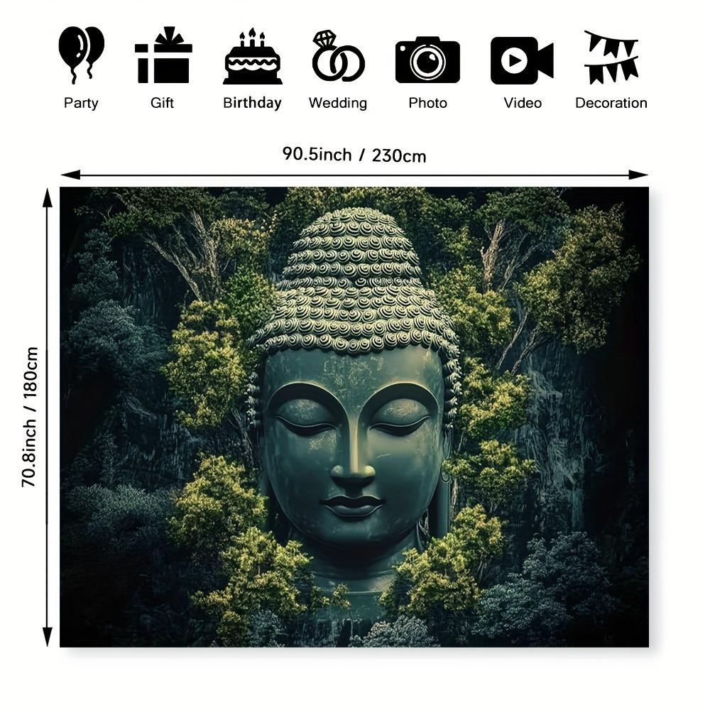 VIKAMA Forest Zen Buddha Head Tapestry Secret Realm Ancient Tree Living Room Background Wall Room Decoration
