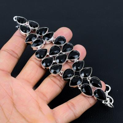 Black Spinel Gemstone Handmade 925 Sterling Silver Bracelet, Silver Bracelet, Black Spinel Bracelet For Women, Unisex Bracelet For Gifts
