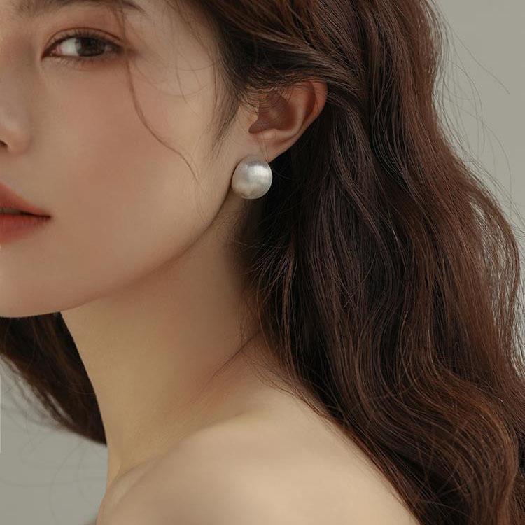 Cheap Brushed Frosted Round Ball Ear Studs Earrings Small Design High