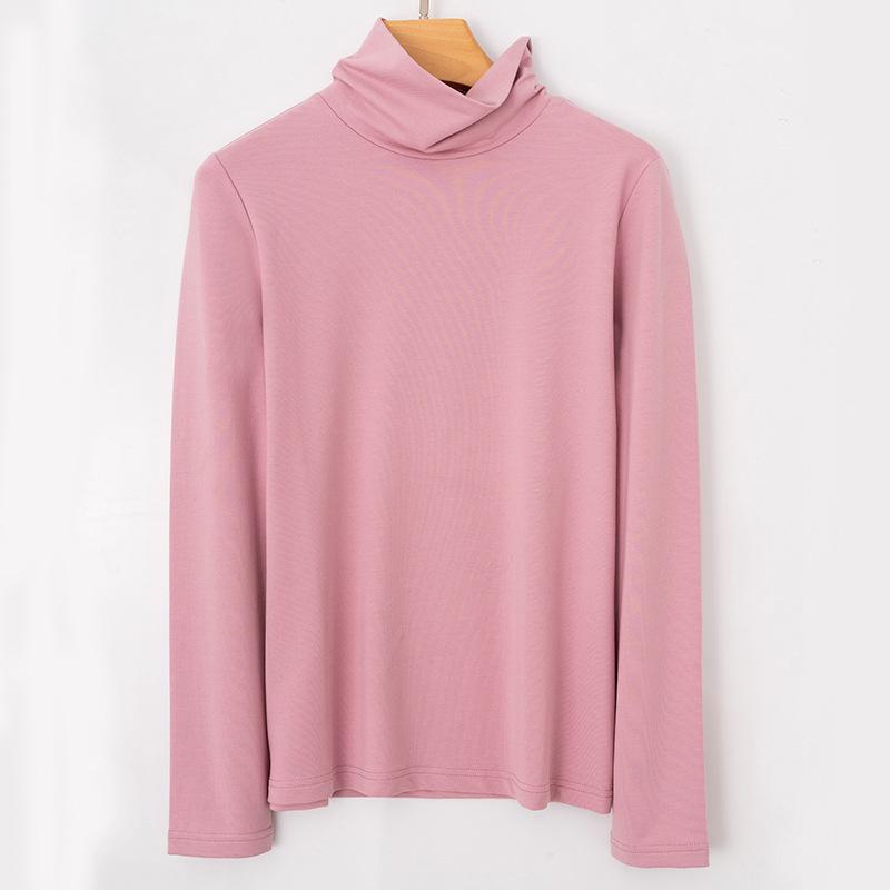 

Футболка из чистого хлопка, водолазка, длинный рукав, воротник-стойка, машинная стирка, мягкая, клейкая футболка из синьцзянского хлопка для женщин XL