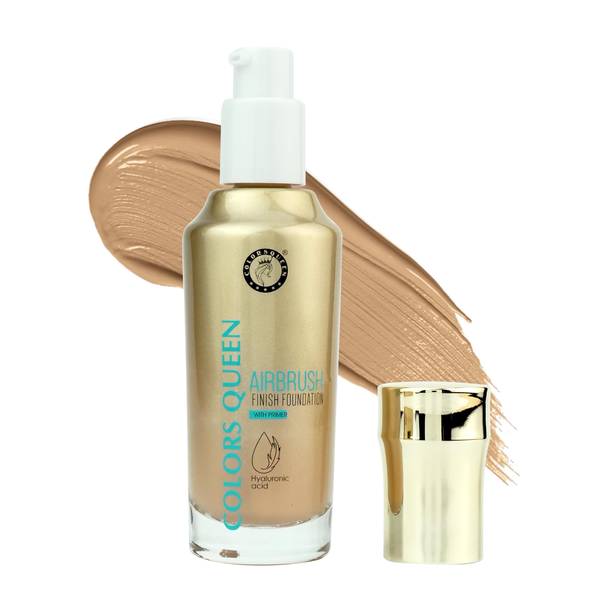 

Colors Queen Airbrush Foundation with Primer | Lightweight High Coverage Liquid Foundation | Ultra Creamy Dewy Foundation for Women Enriched with