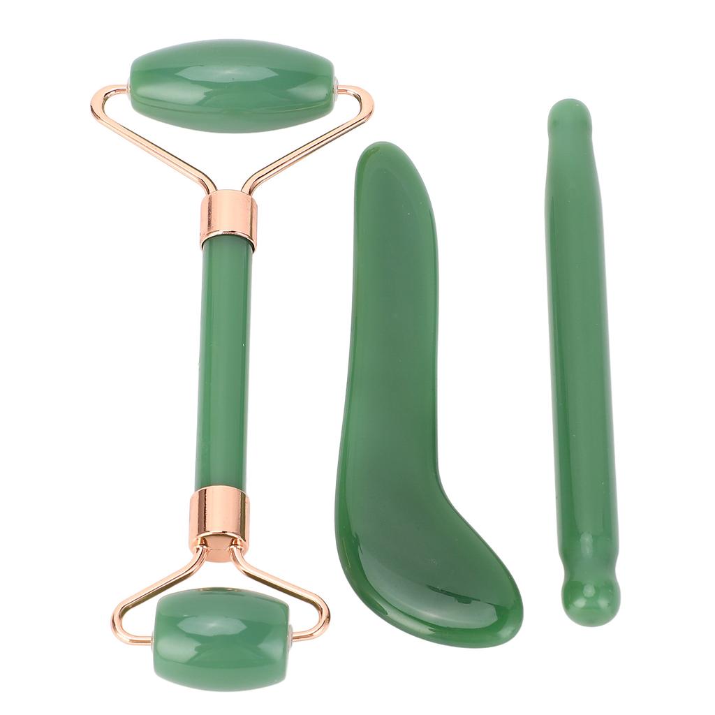 3pcs Jadestone Face Roller Gua Sha Set Anti Aging Improve Circulation Gua Sha Scraping Massage Tool