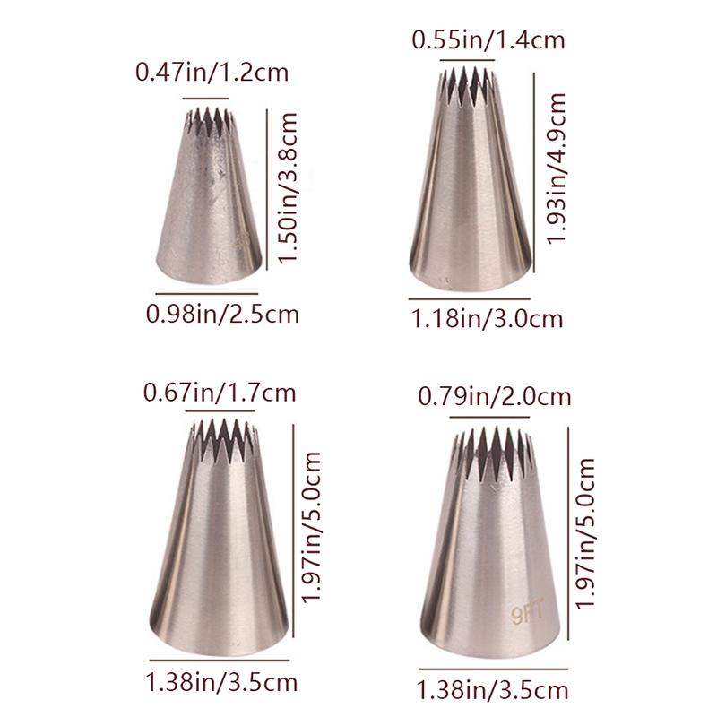 4Pcs Large Icing Piping Nozzles Cake Baking Cookie Cupcake Piping Nozzle Decor