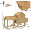Prefabricated Wooden Chicken Coop for 2 Hens with Enclosure and Nesting Box, 151.5x54x87cm