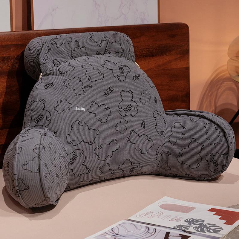 Ice Bean Cartoon Bedside Cushion: Soft Lumbar Support Pillow for Reading and Lounging