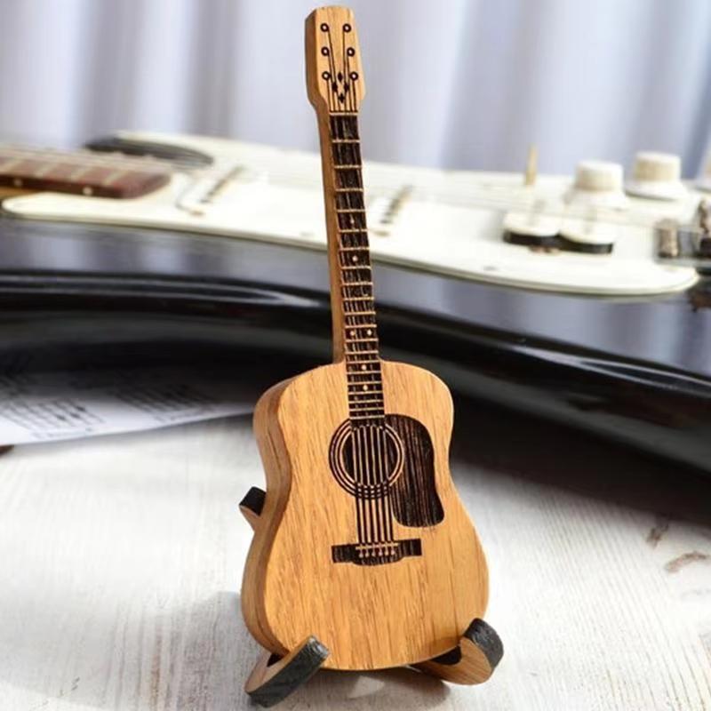 Vetrina Espositore per Plettri di Chitarra e Basso, Organizer in Legno con Supporto a Forma di Chitarra, per Conservazione ed Esposizione Plettri