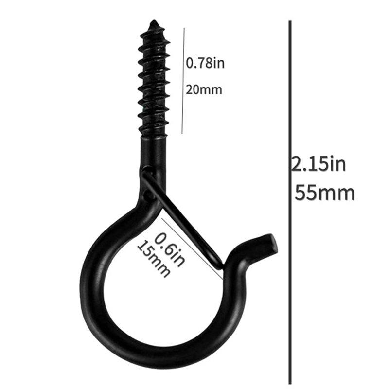 J1UL1N 25Pcs Spiral Hook For Hanging Plants, Outdoor String Light Hook, Ceiling Hook For Hanging Lamps And Plants Q Black-M5