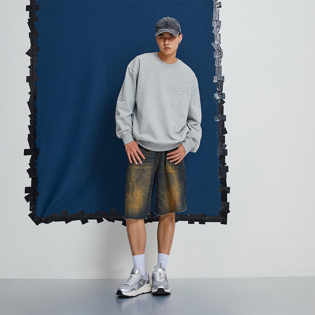 New MLB SS24 Sweatshirt Unisex Gray 3AMTQ0141-07MGS