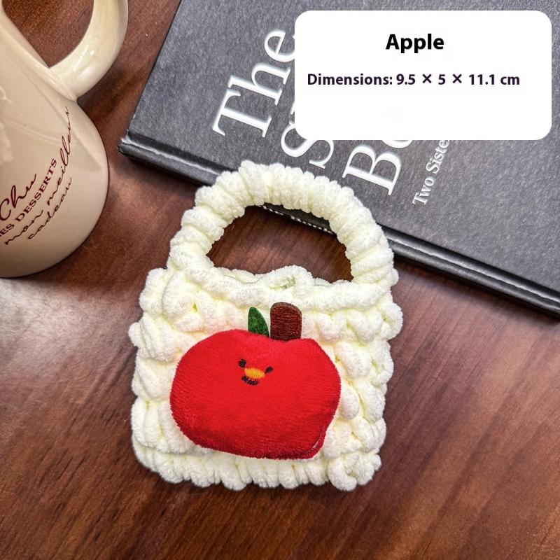 Cute Cartoon Christmas Woven Wallet Plush Purse Santa Claus Key Pendant Bag Earphone Bag Storage Bag Christmas Change Purse