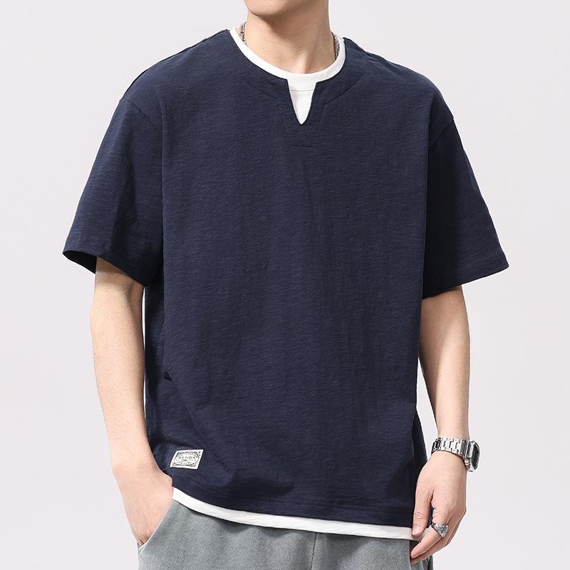Men's Summer Two-In-One Bamboo Cotton Faux Layer T-Shirt
