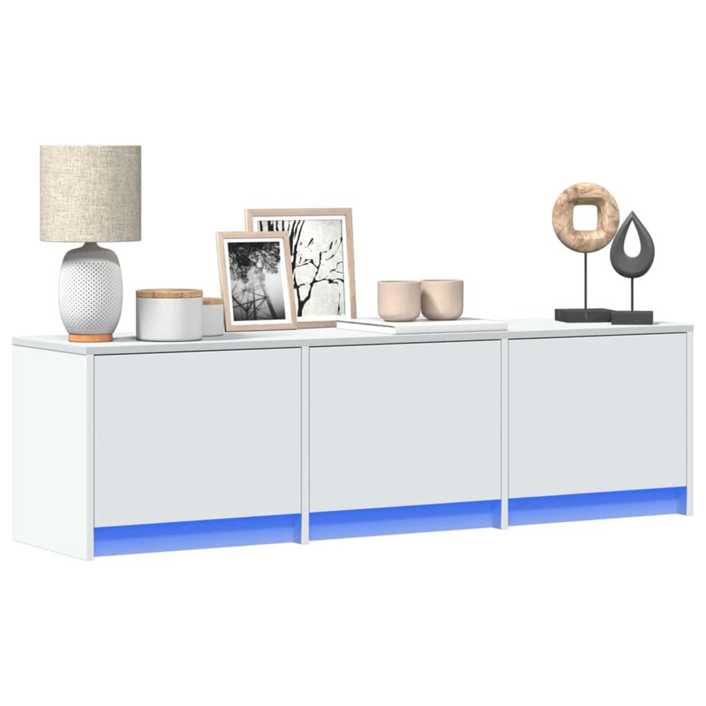 TV Cabinet with LED Lighting White 140 x 34 x 40 cm Engineered Wood