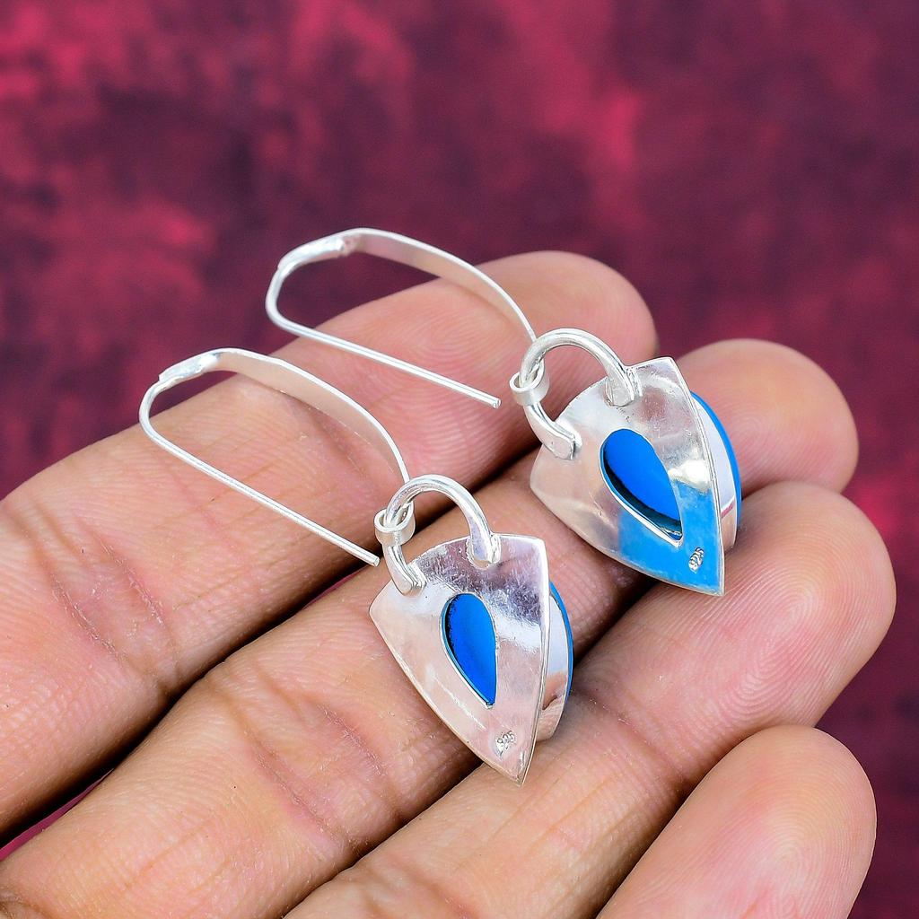 Blå Kalcedon 925 Massivt Sterling Silver Örhängen, Handgjorda Ädelstensörhängen Smycken, Gåvor Till Fru Helt Nya Örhängen