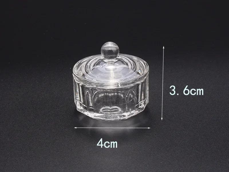 New Nail Art Crystal Glass Acrylic Powder Liquid Nail Cup Dappen Dish Lid Bowl Cup Holder Equipment Crystal Glass Nail Art Tools