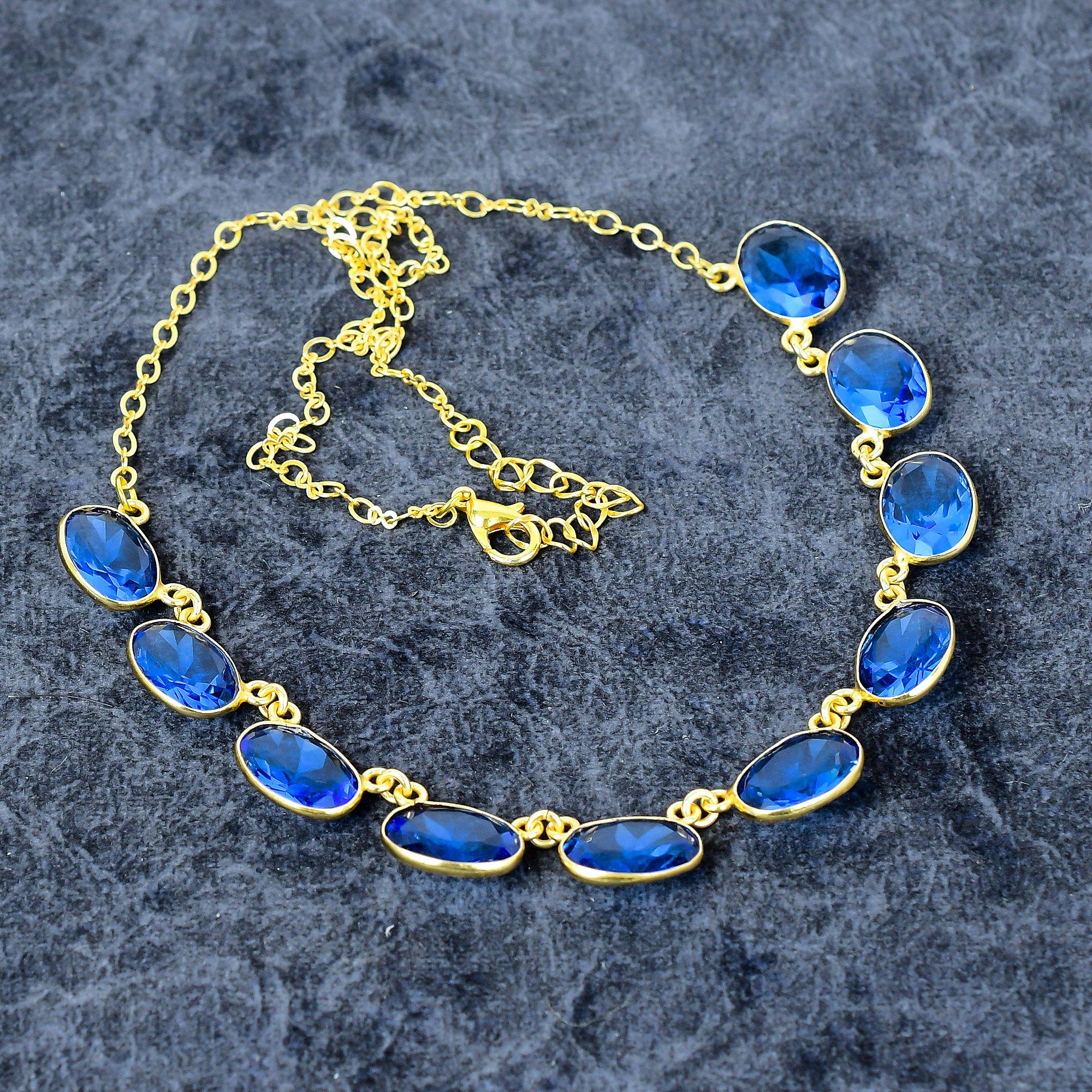 

Swiss Blue Topaz Gemstone Handmade 925 Sterling Silver Jewelry Necklace 20 M-2992