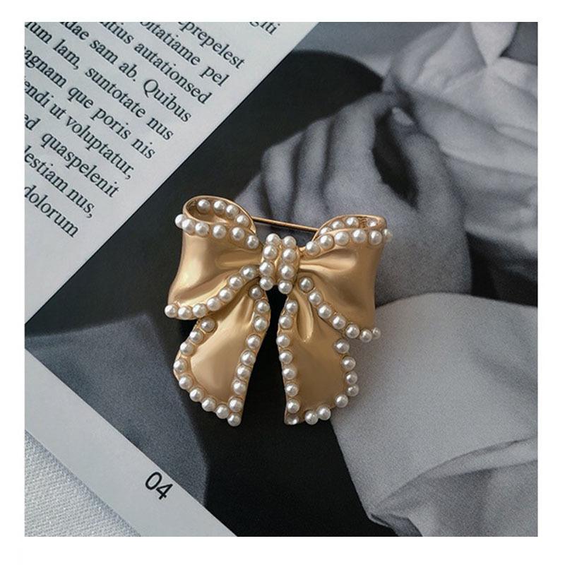 Perlová brož s mašlí Barokní Trendy Elegantní Brožové špendlíky Párty Svatba Dárky