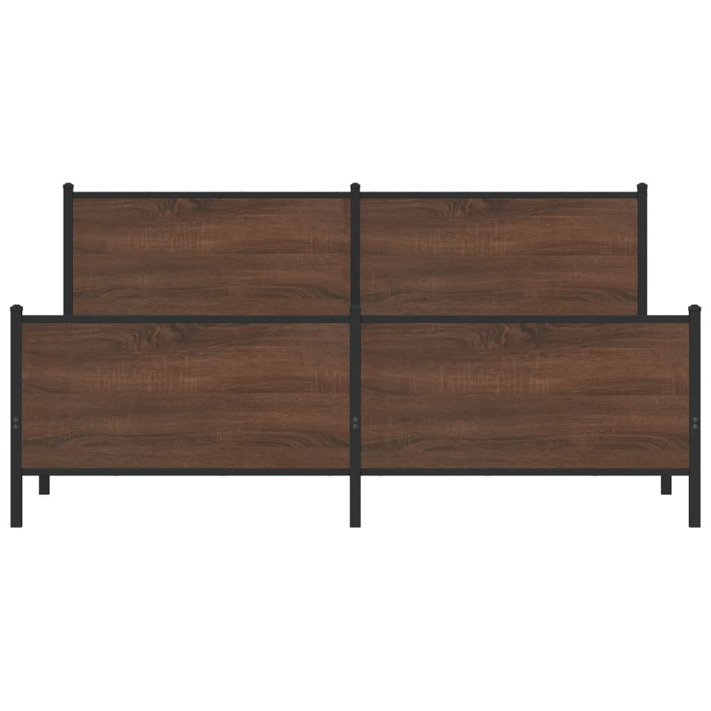 Metal Bed Frame Without Mattress Brown Oak Effect 200x200 Cm