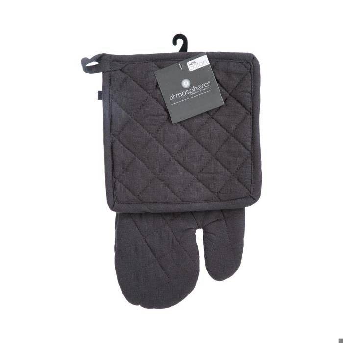 Gant Et Manique Coton Gris Ardoise H30cm - Atmosphera Createur D'interieur