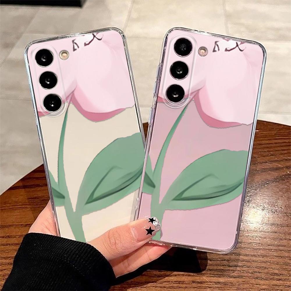 Non-Yellowing Phone Case For Samsung S23 S23 Ultra S24 S22 Plus S20 Plus S10 4G M33 5G A14 Big Flower Shockproof Cover