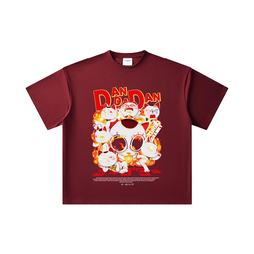 

260 GSM Double Yarn 32 Count 100% Cotton Dandadan V12 Turbo Granny Print Unisex Heavy Cotton T Shirt 2XL вина червоного кольору