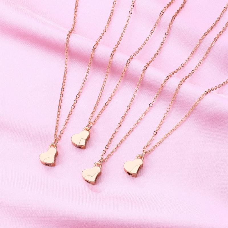 4 Piece Four Leaf Clover Stitching Necklace Magnet Stone BFF Friendship Heart Pendant Chain Choker Necklace Jewelry