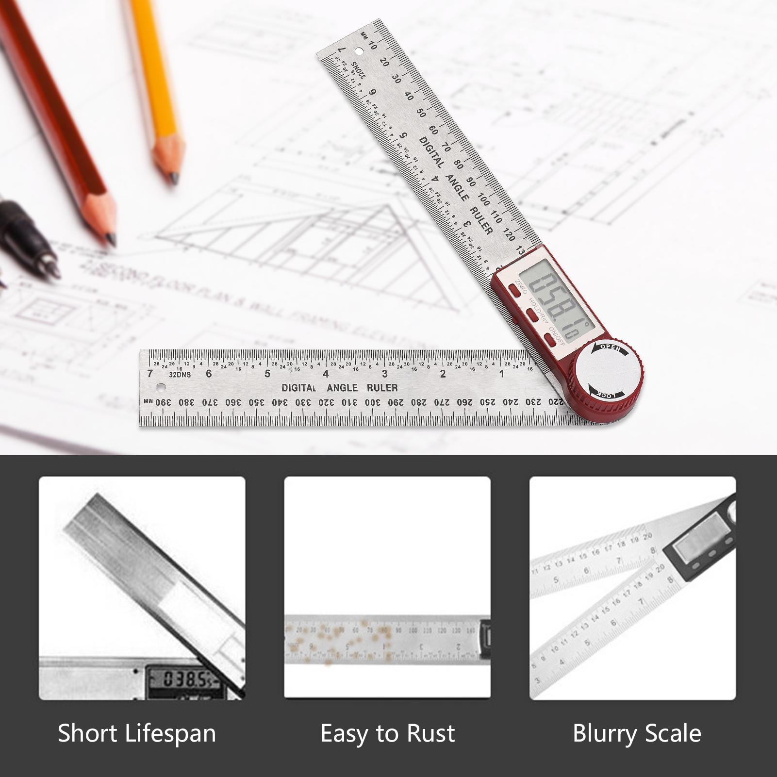

Digital Angle Finder Ruler 7inchCelsius 200mm Stainless Steel Angle Finder Protractor with LCD Display ing Locking Reverse Functions for Woodworki