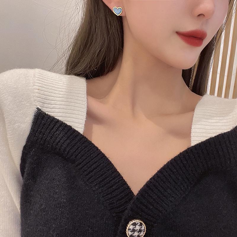 925 Silver Korean Blue Starry Sky Love Earrings: Elegant & Fashionable Design for Women
