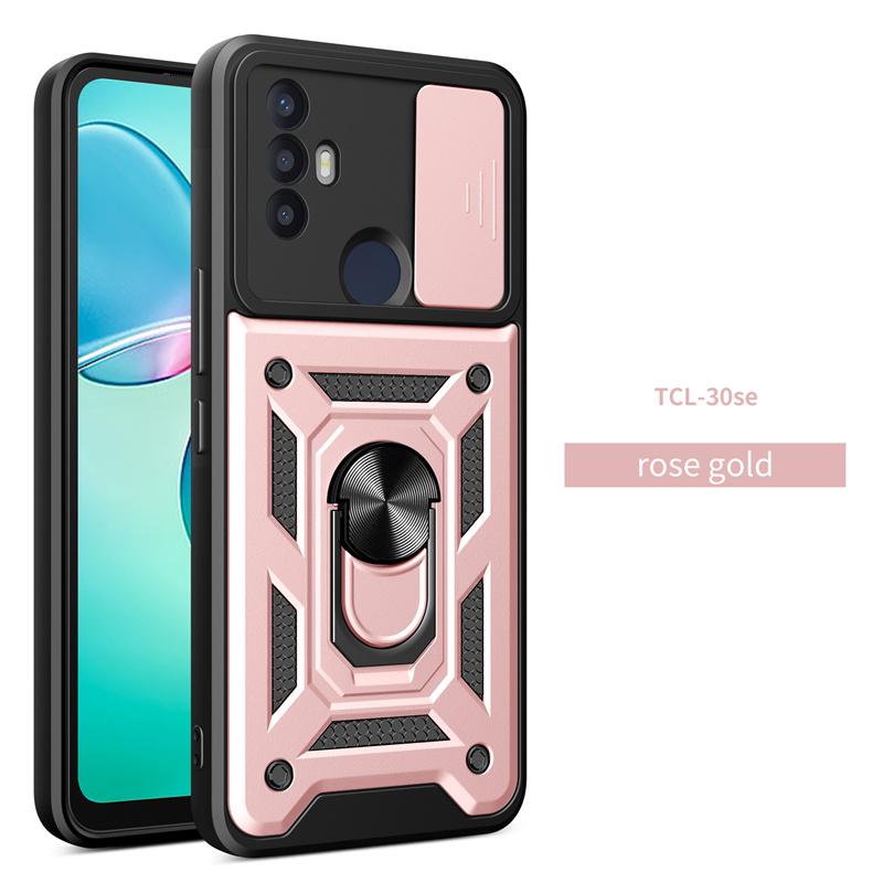 For TCL 30 SE Case Shockproof Armor Slide Lens Protect Coque For TCL 30SE Tcl30se 4G Car Magnetic Holder Ring Stand Back Cover