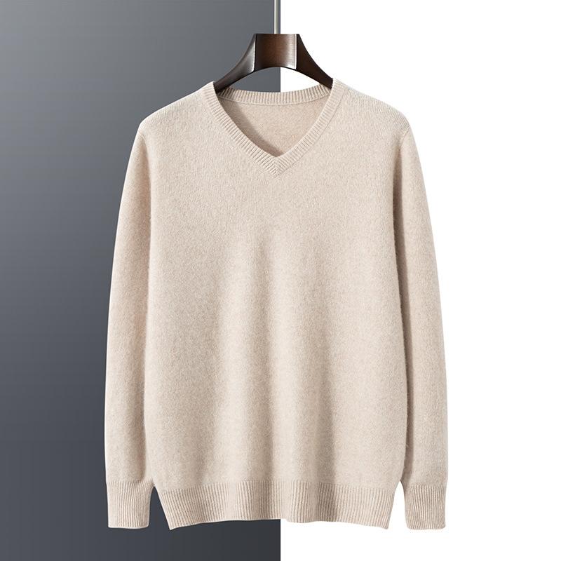 First-line Ready-to-wear Thickened V-neck Cashmere Sweater Loose Wool Knitting