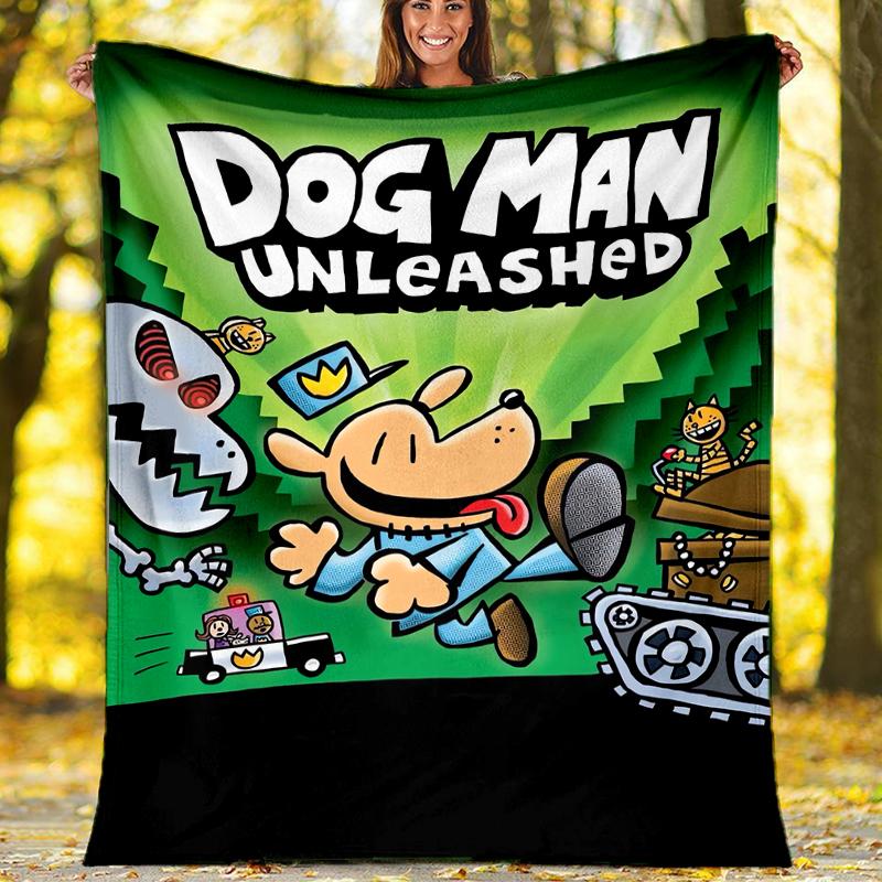 Dog Man Theme Printed Blanket - Perfect for Couch, Bed, Travel & Outdoor Use | Machine Washable, Cozy & Durable.