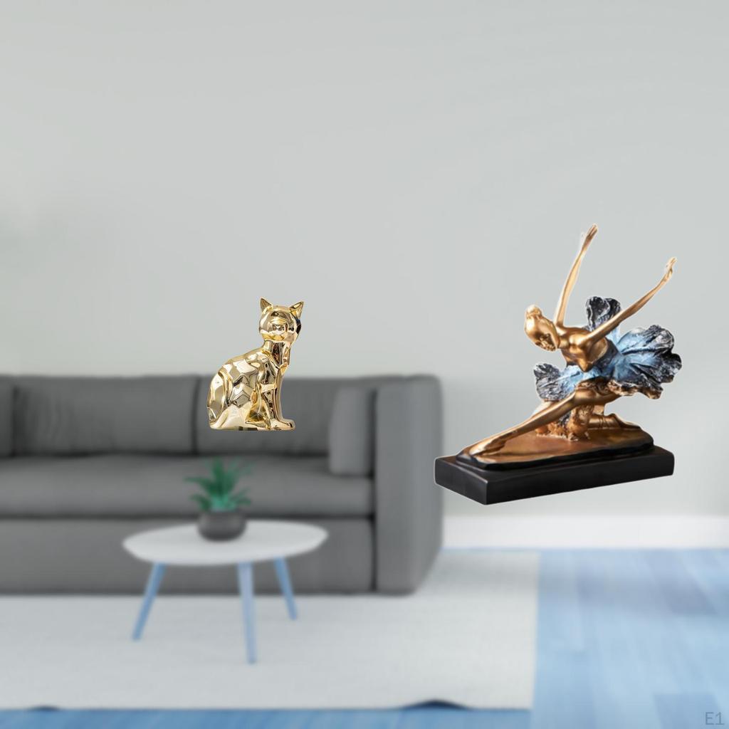 Cat Ballet Statue Decorative Figurine Animal Sculpture Art Craft Ornament for Fireplace And