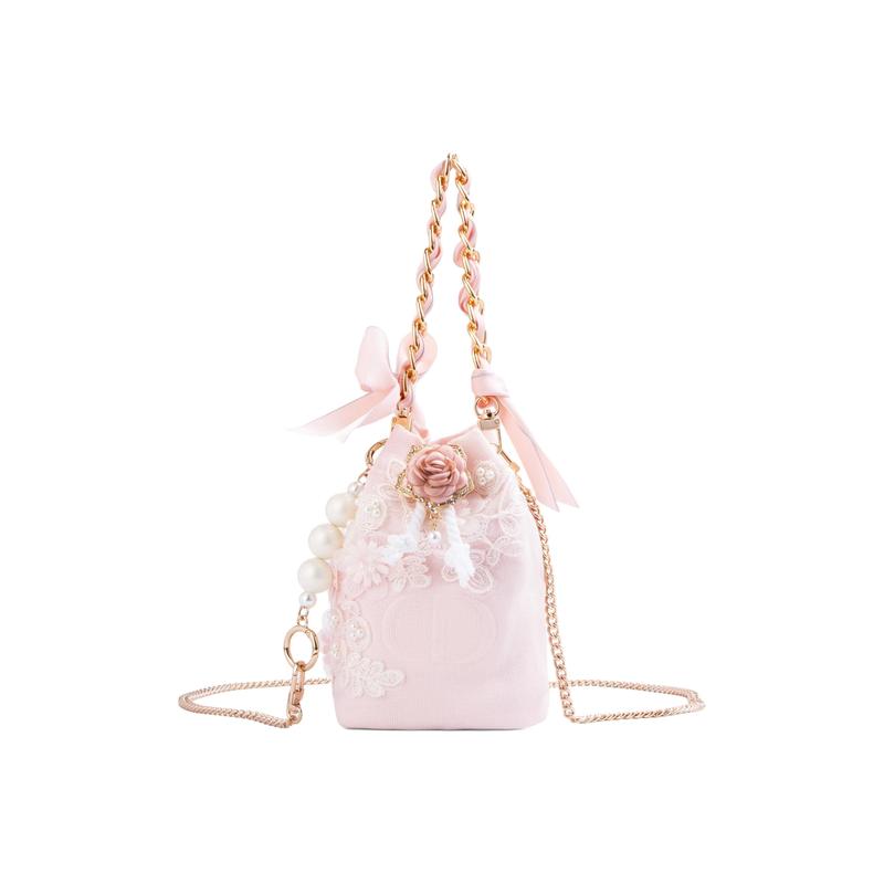 

DIOR Bag [Customized Cosmetic Bag] Peach Mist Bow, Jinghe, Flower Decoration, Canvas, Dating, Commuting, Pink Drawstring Bag, Storage and Portability, розовый