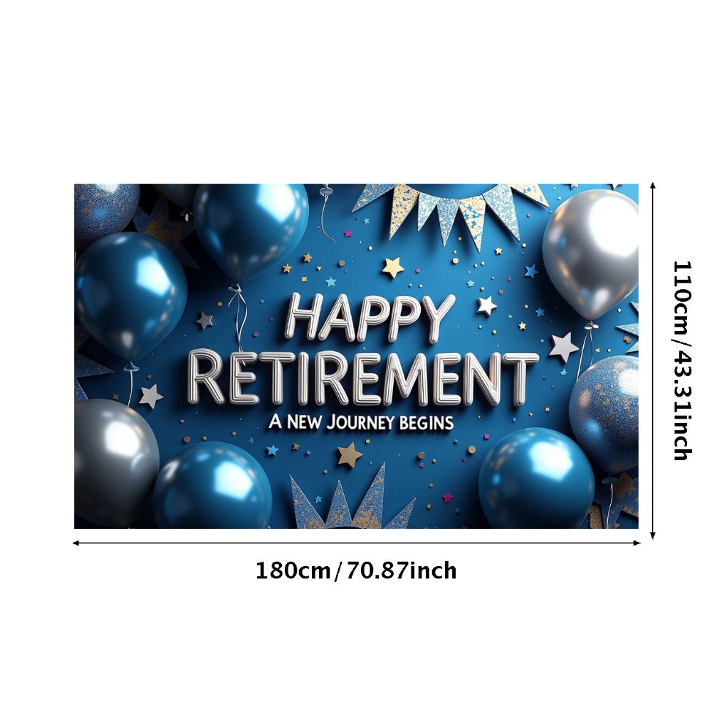 Happy Retirement Banner Gold Silver Balloon Retirement Party Decoration Backdrop Celebration Event Background Props Customized