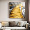 Abstract Golden Yellow Bridge Canvas Painting Industrial Posters for Living Room Decor Grey Wall Art Tableau Decoration Mural