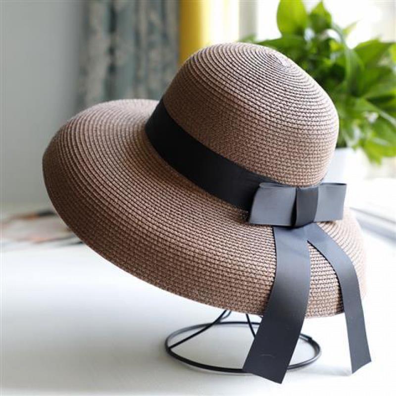 Straw Hat Women Summer Fashion Seaside Sunscreen Big Brim Sunshade UV Protection Foldable Beach Hat