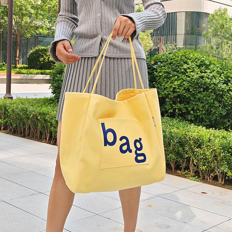 New Fashionable Large-capacity Shoulder Bag, Canvas Bag, Women's Tote Casual Shopping Bag, Small Fresh Letter Printed Bag.